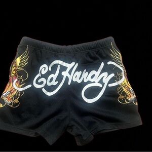 Ed Hardy Black Women's Shorts with Graphic Design